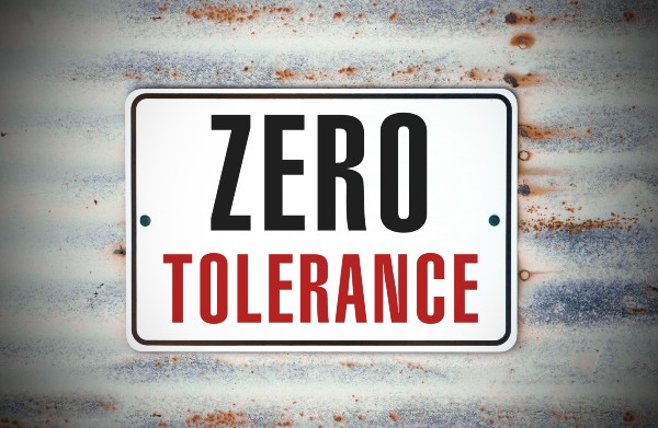 Image of a Zero Tolerance sign